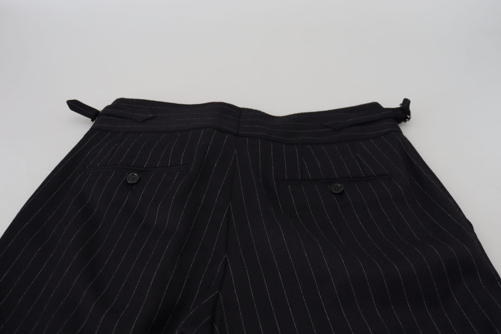 Dolce &amp; Gabbana – Elegante, schwarz gestreifte Hose aus Wollmischung