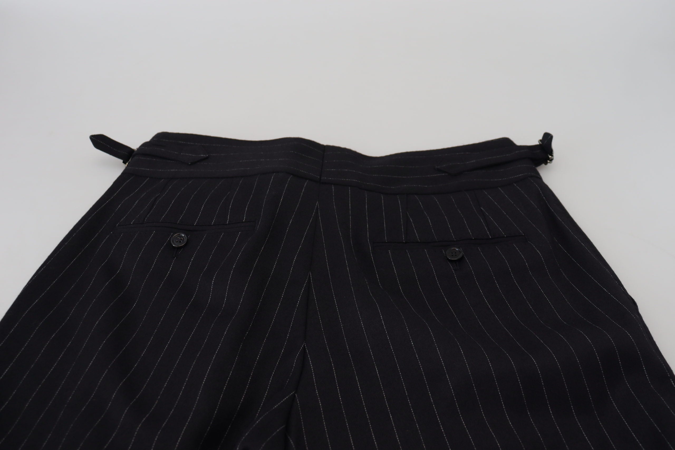 Dolce &amp; Gabbana – Elegante, schwarz gestreifte Hose aus Wollmischung