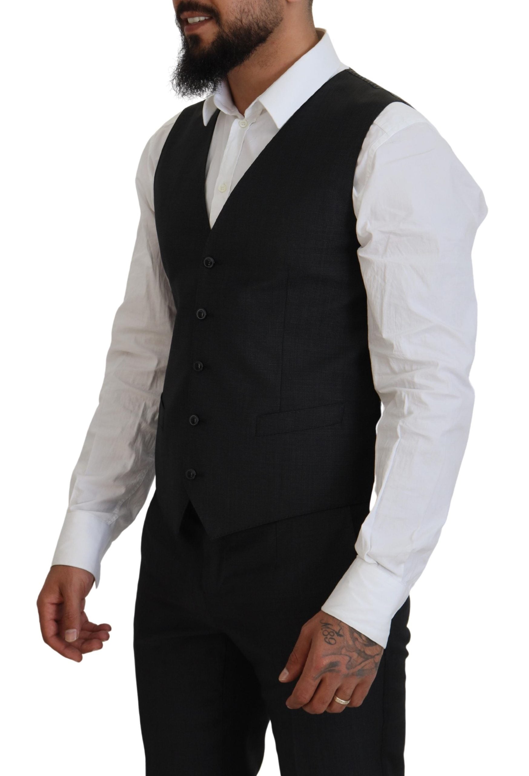 Dolce &amp; Gabbana Eleganter grauer Martini-Dreiteiler aus Wolle und Seide