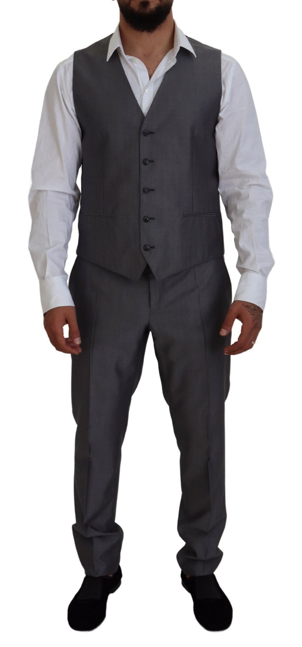 Dolce &amp; Gabbana Elegantes grau-silbernes Sicilia-Anzug-Ensemble