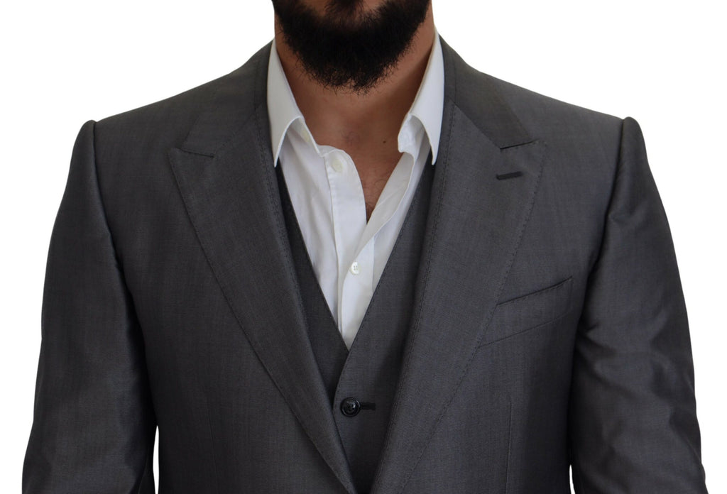 Dolce &amp; Gabbana Elegantes grau-silbernes Sicilia-Anzug-Ensemble