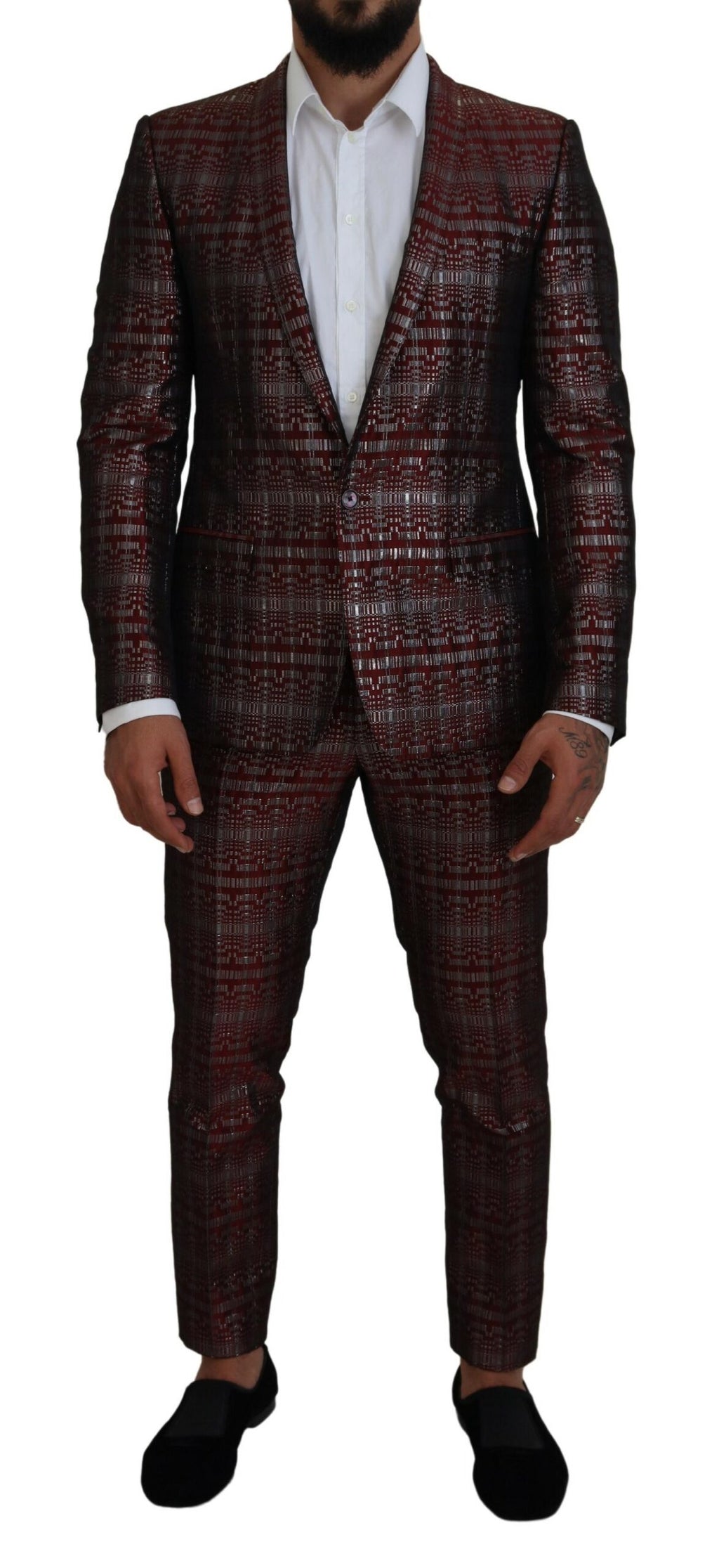 Dolce &amp; Gabbana Bordeaux Fantasy Slim Fit Zweiteiliger Anzug