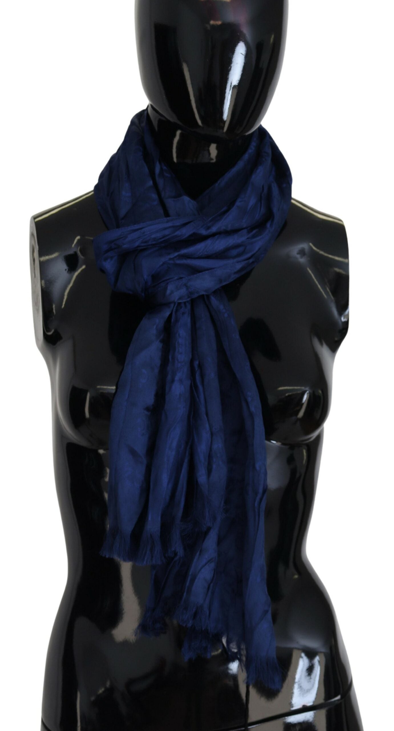 Costume National – Eleganter Seidenschal mit Fransen in schickem Blau
