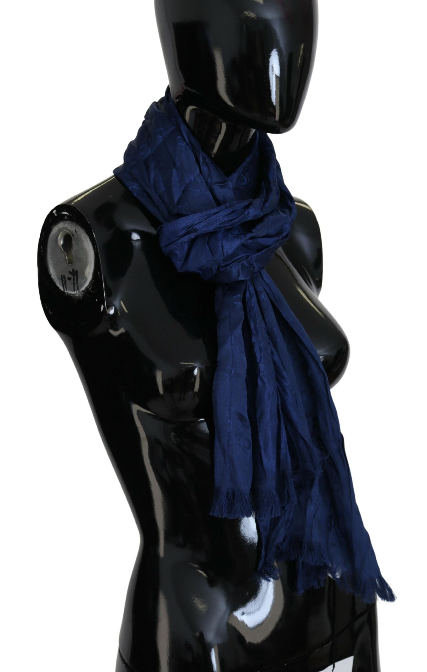Costume National – Eleganter Seidenschal mit Fransen in schickem Blau