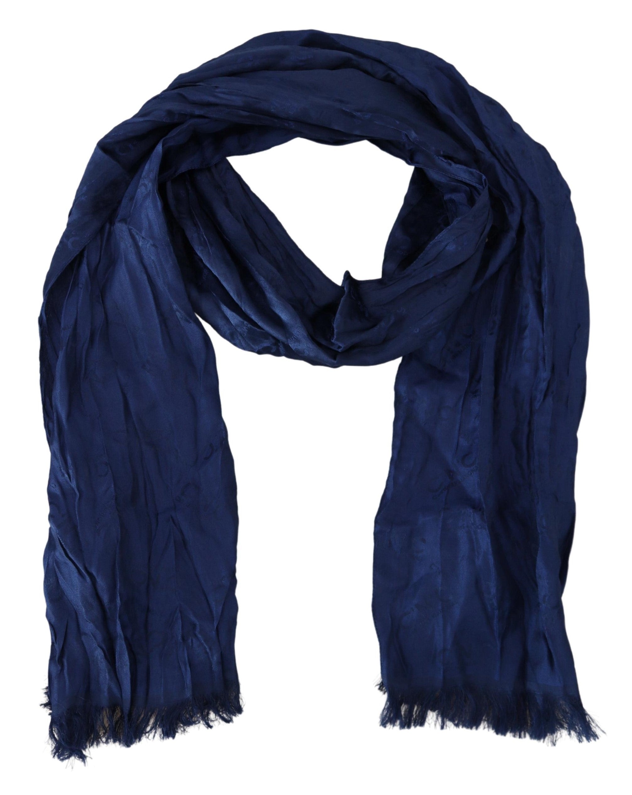 Costume National – Eleganter Seidenschal mit Fransen in schickem Blau