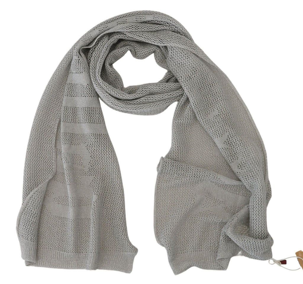 John Galliano Eleganter grauer gestrickter Designerschal