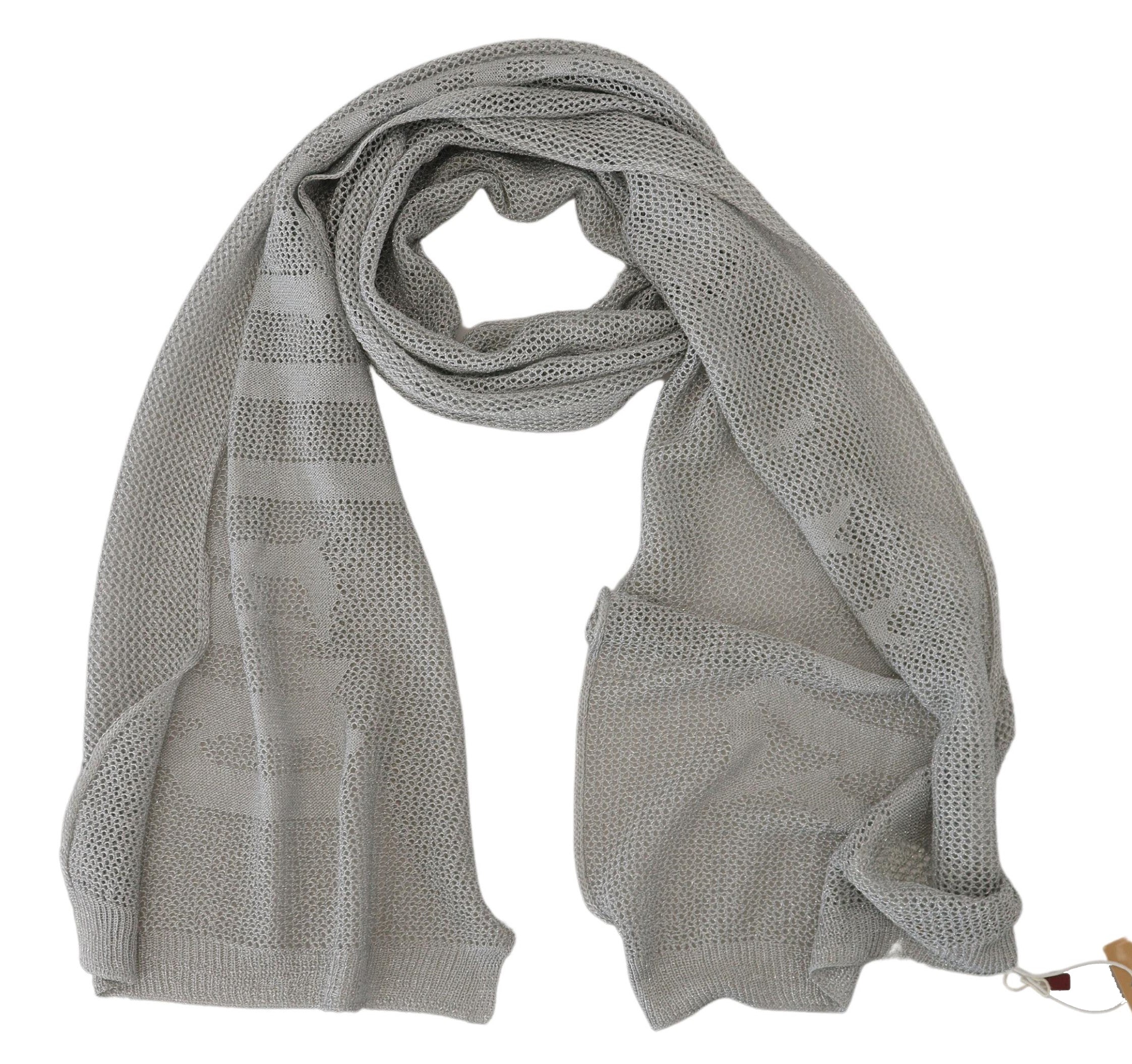 John Galliano Eleganter grauer gestrickter Designerschal