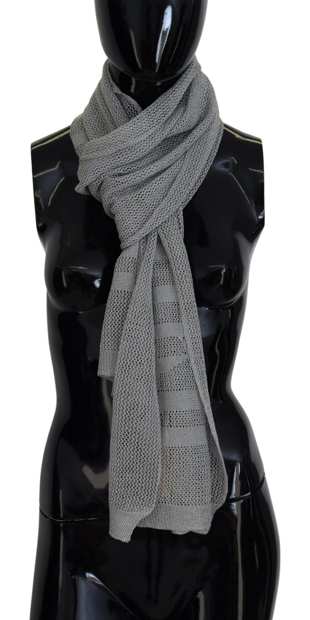 John Galliano Eleganter grauer gestrickter Designerschal