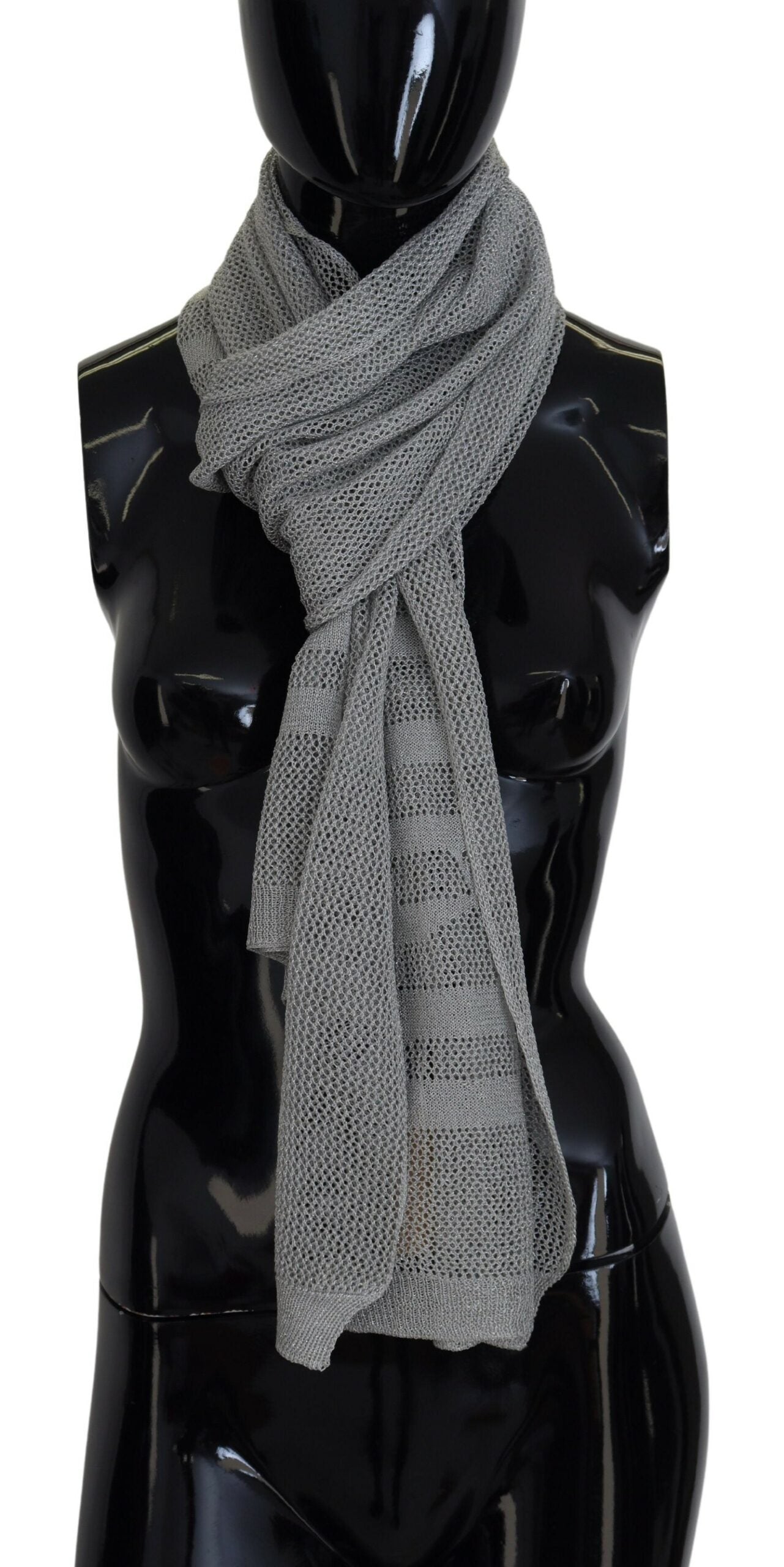 John Galliano Eleganter grauer gestrickter Designerschal