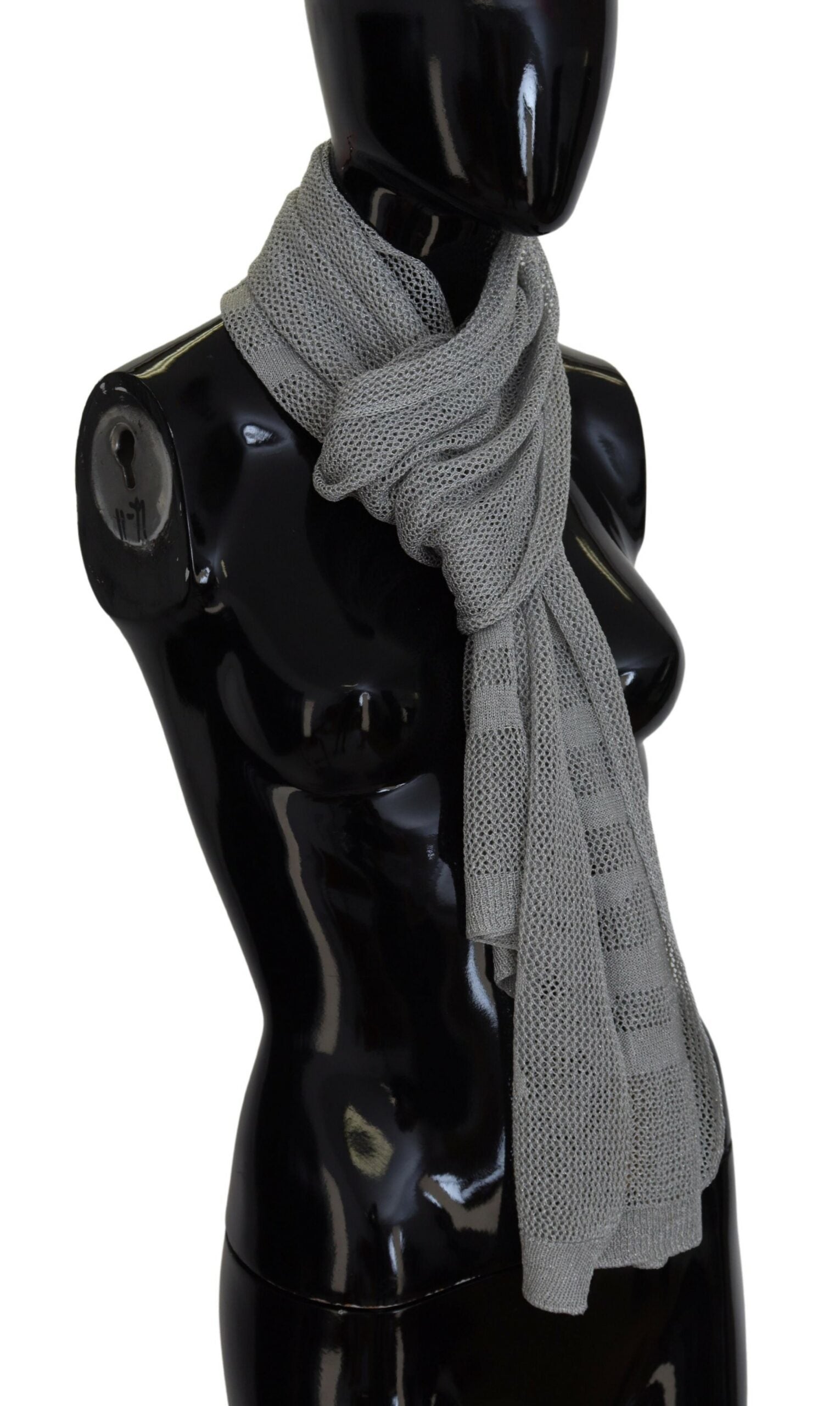 John Galliano Eleganter grauer gestrickter Designerschal