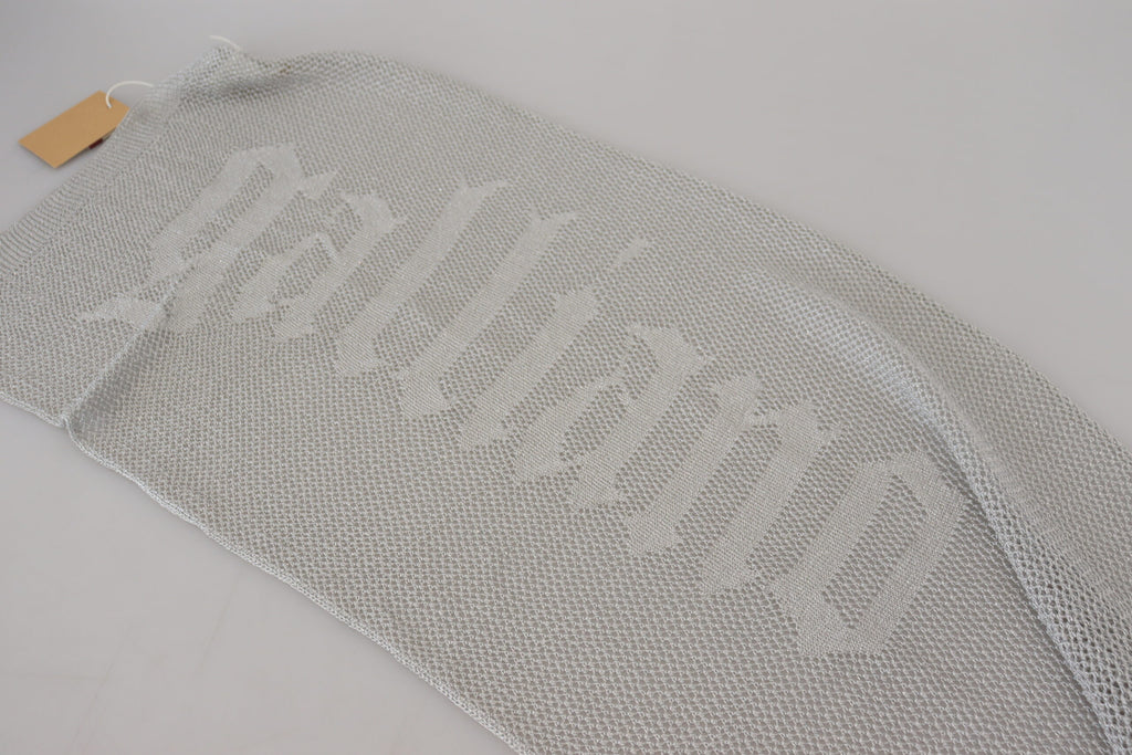 John Galliano Eleganter grauer gestrickter Designerschal