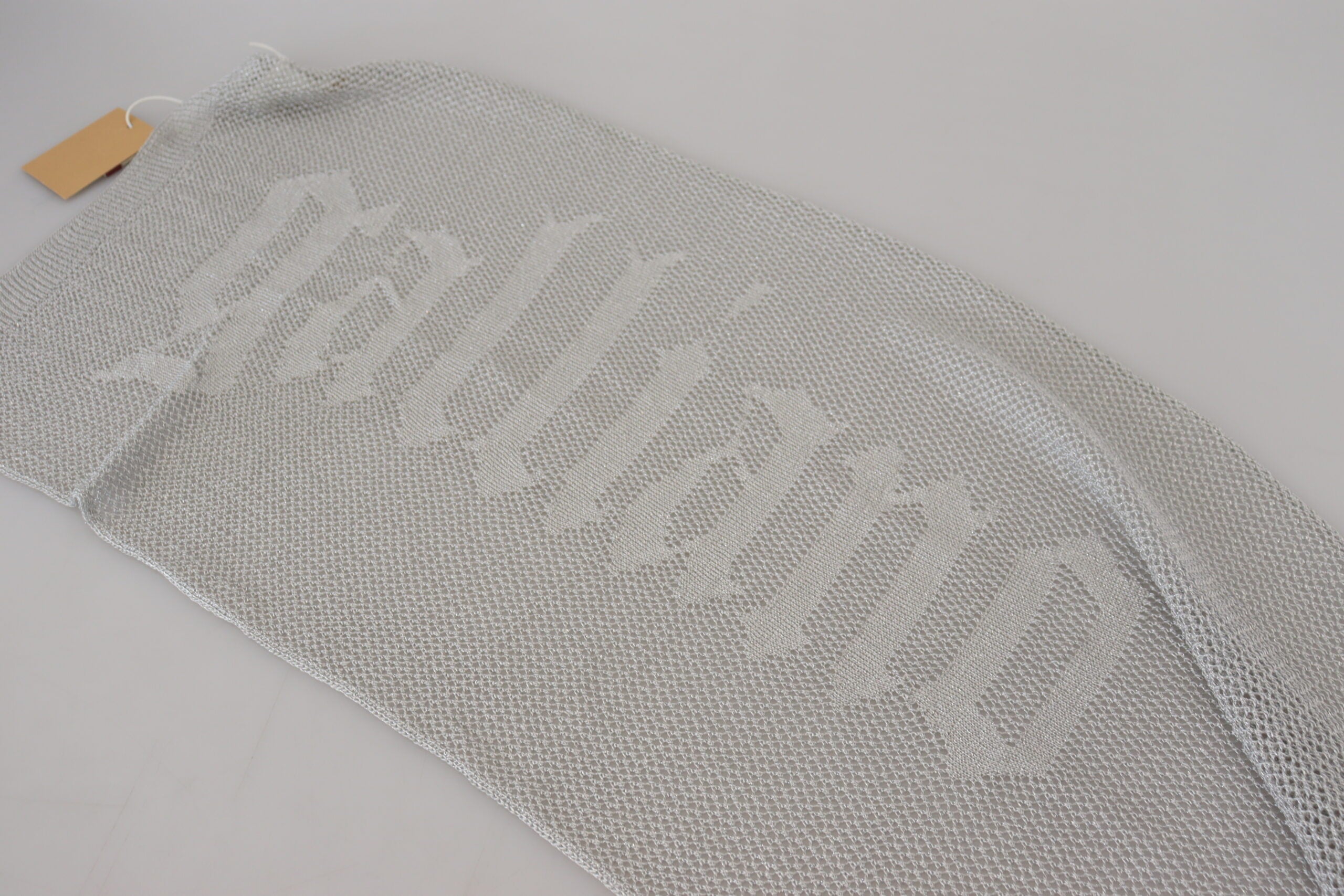 John Galliano Eleganter grauer gestrickter Designerschal