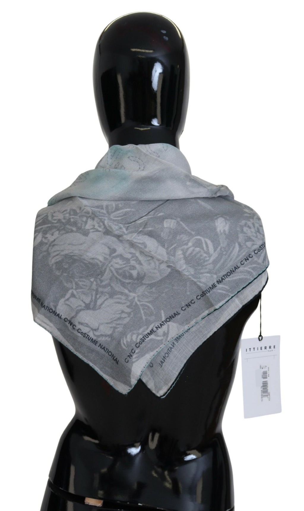 Costume National Eleganter, quadratischer Schal aus grauer Baumwolle