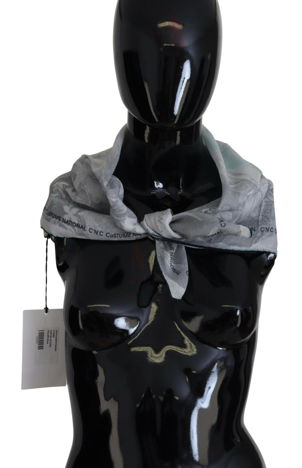 Costume National Eleganter, quadratischer Schal aus grauer Baumwolle