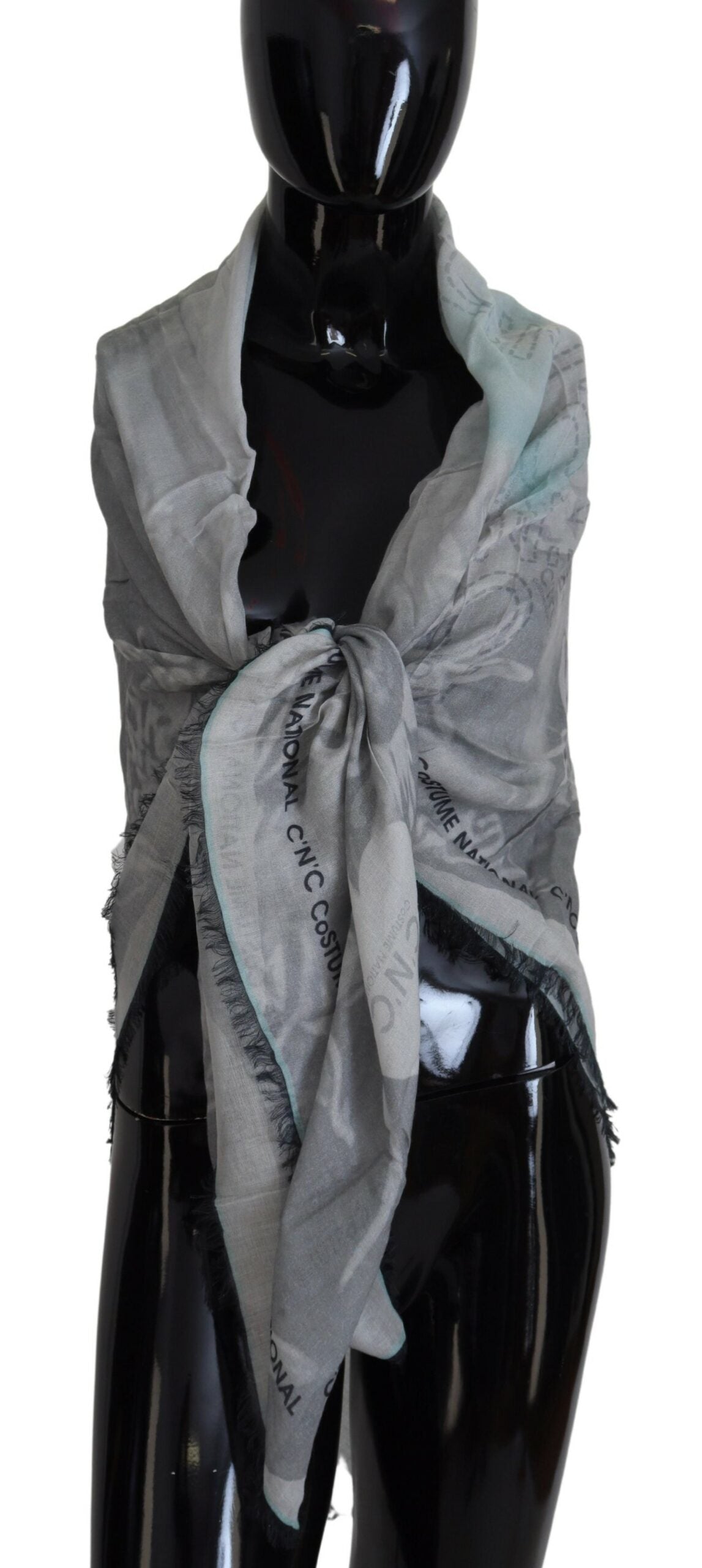 Costume National Chic Designer-Schal mit Fransen, grau