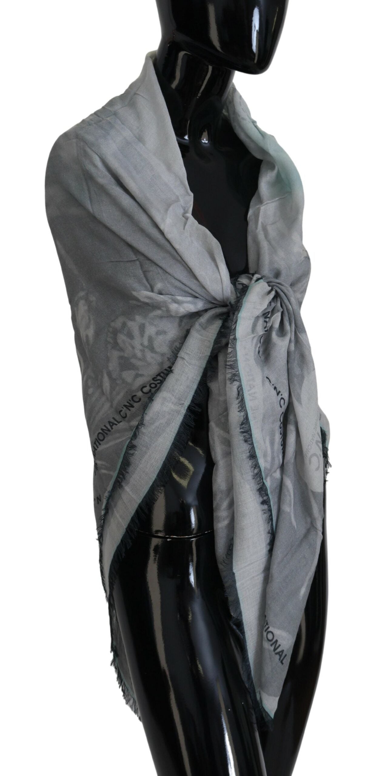 Costume National Chic Designer-Schal mit Fransen, grau