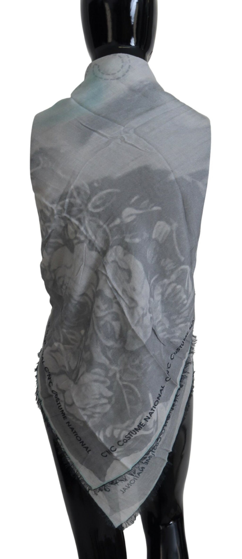 Costume National Chic Designer-Schal mit Fransen, grau