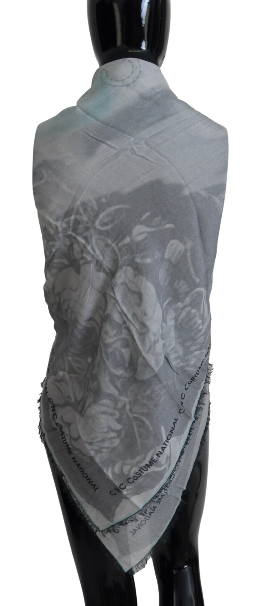 Costume National Chic Designer-Schal mit Fransen, grau