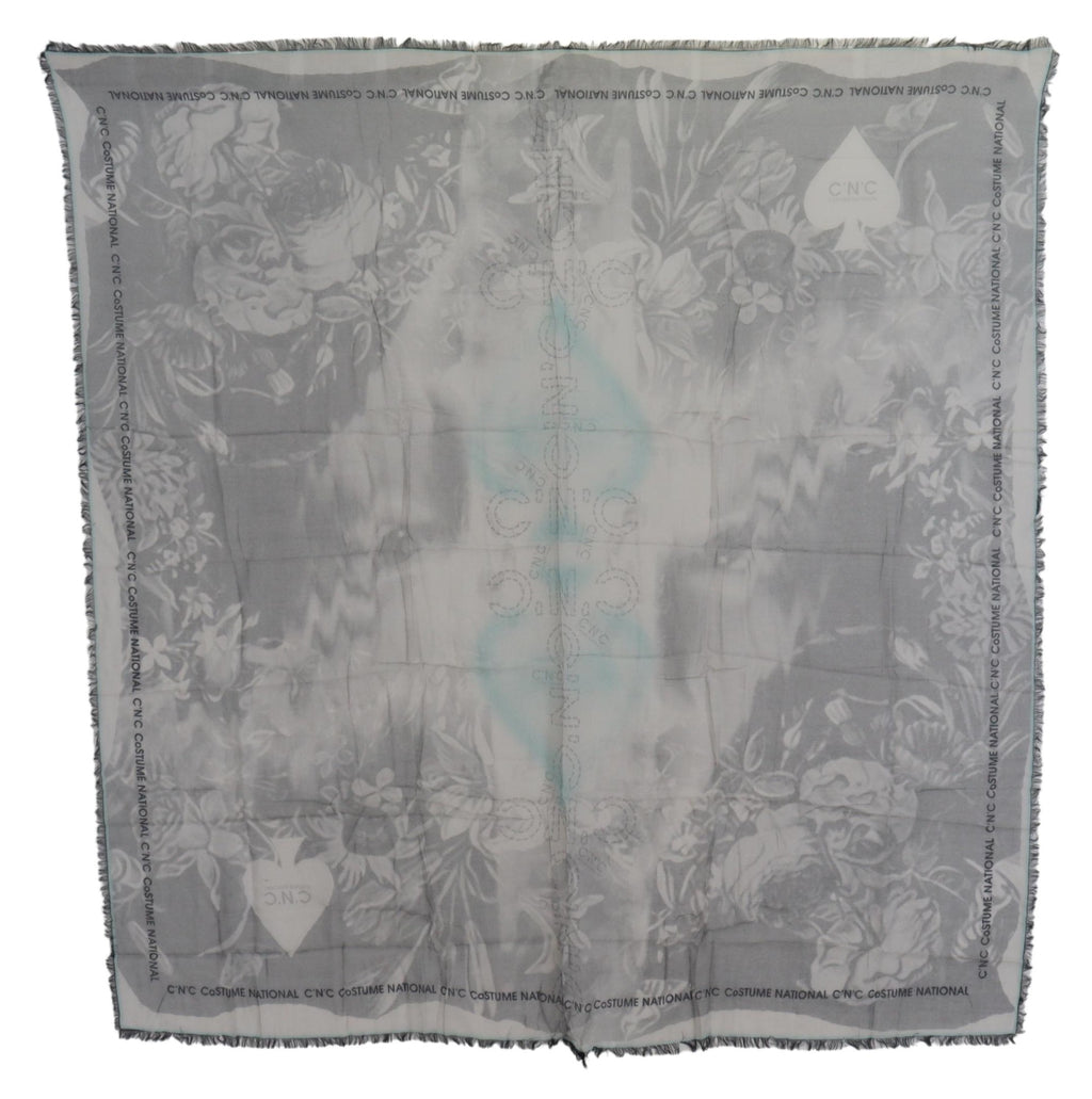 Costume National Chic Designer-Schal mit Fransen, grau