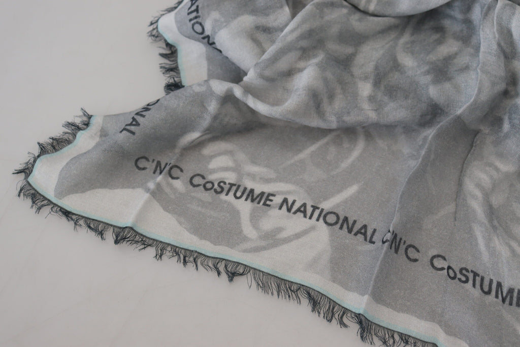 Costume National Chic Designer-Schal mit Fransen, grau