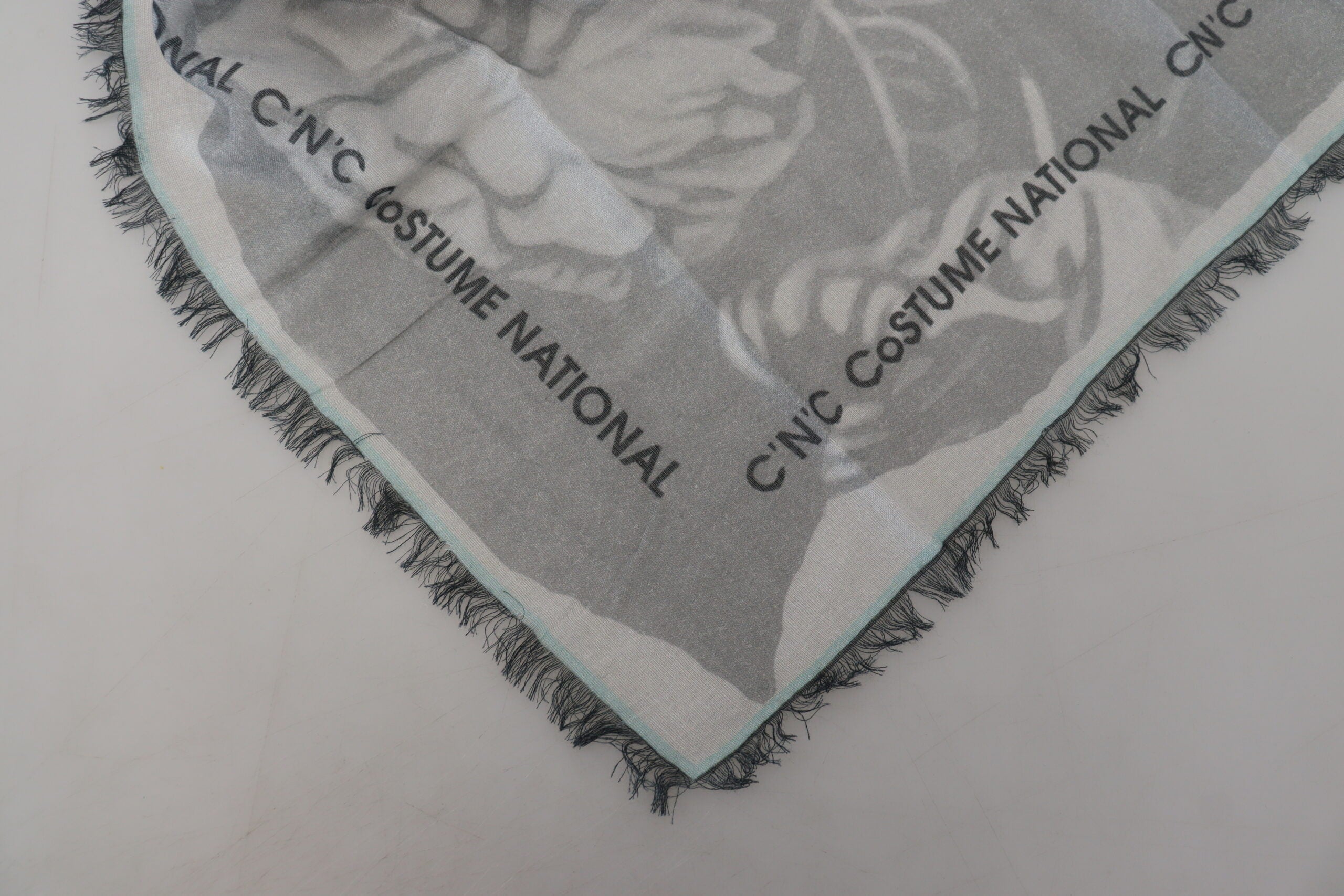 Costume National Chic Designer-Schal mit Fransen, grau