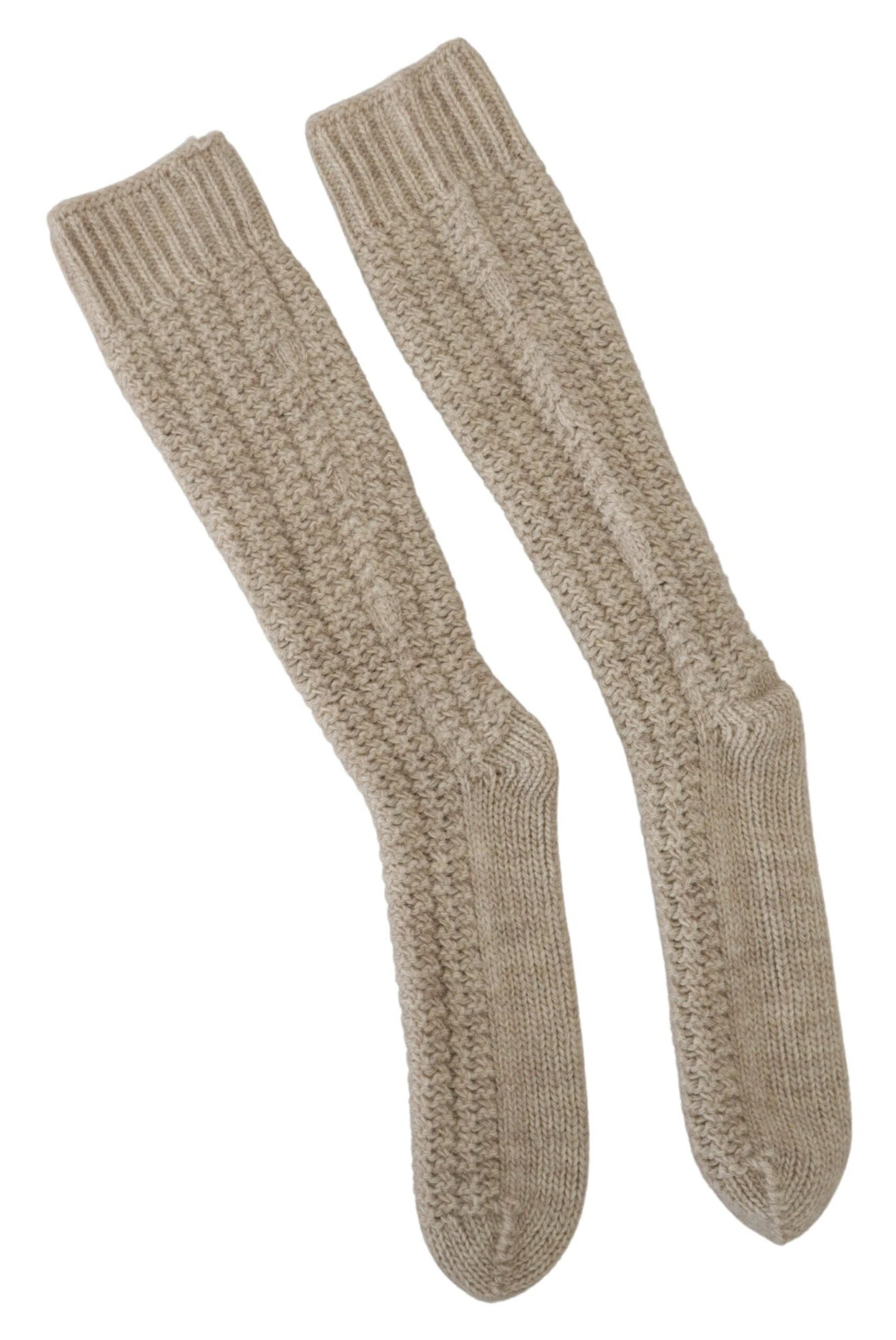 Dolce &amp; Gabbana Schicke Over-the-Calf-Socken aus Wollmischung in Beige