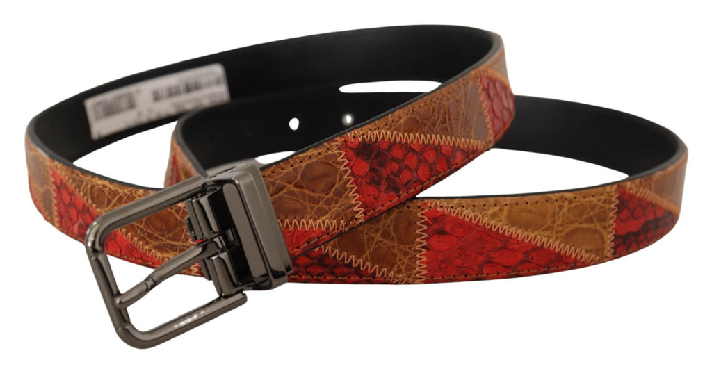 Dolce &amp; Gabbana Eleganter zweifarbiger Gürtel aus Schlangenleder