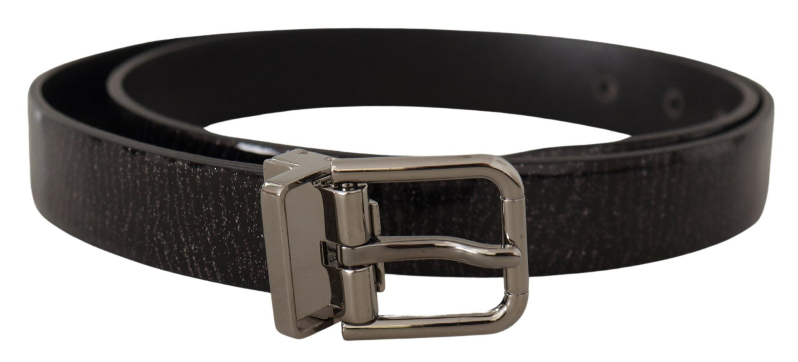 Dolce &amp; Gabbana Eleganter schwarzer Ledergürtel mit silberner Schnalle