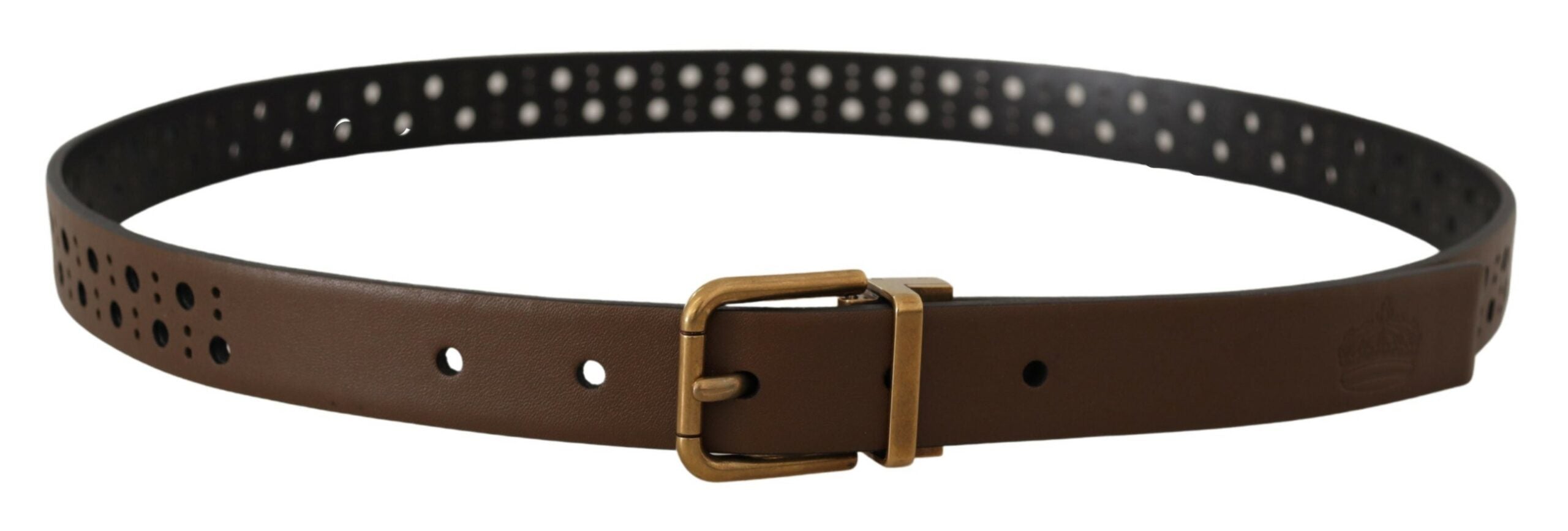 Dolce &amp; Gabbana Eleganter brauner Ledergürtel mit goldener Schnalle