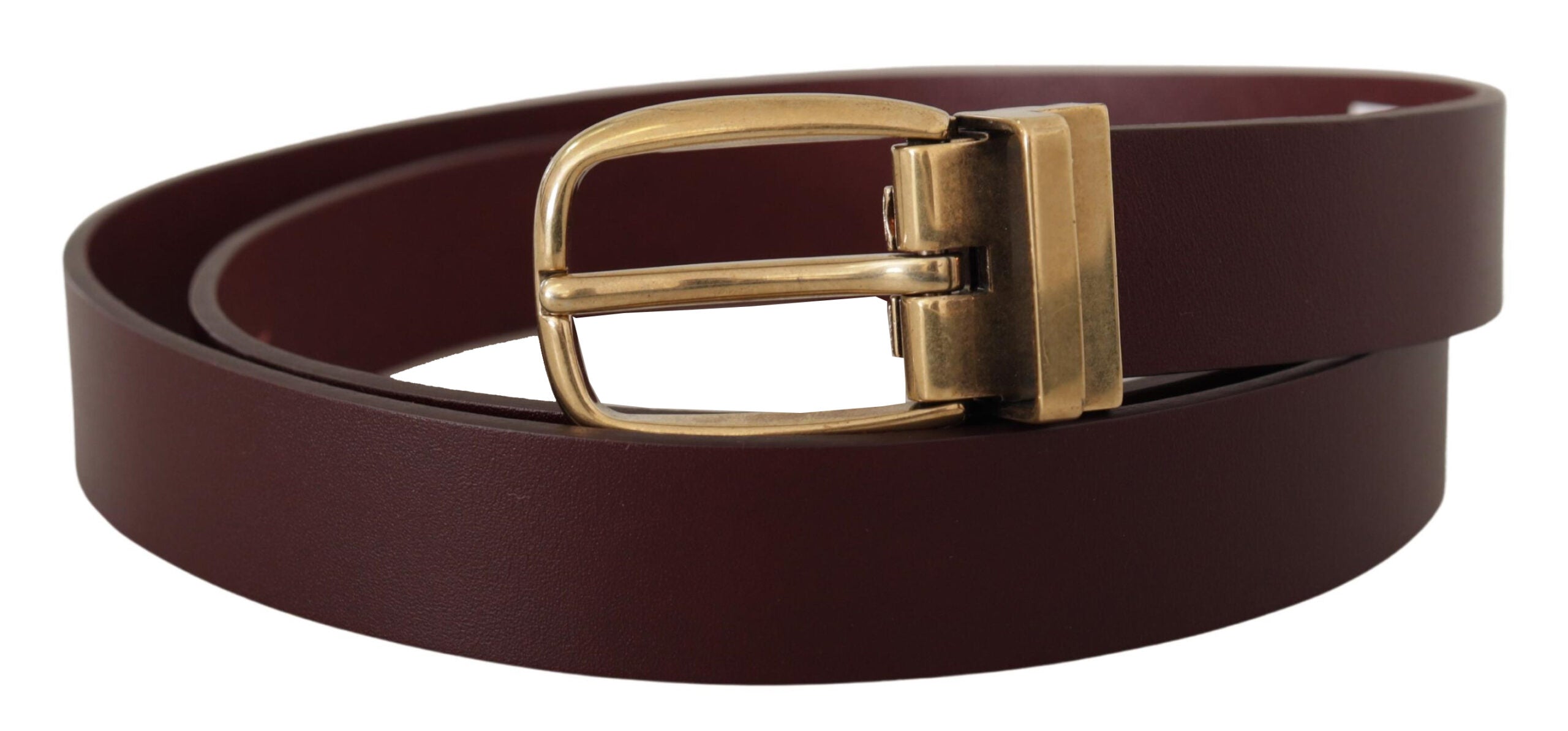 Dolce &amp; Gabbana Eleganter brauner Ledergürtel mit goldener Schnalle