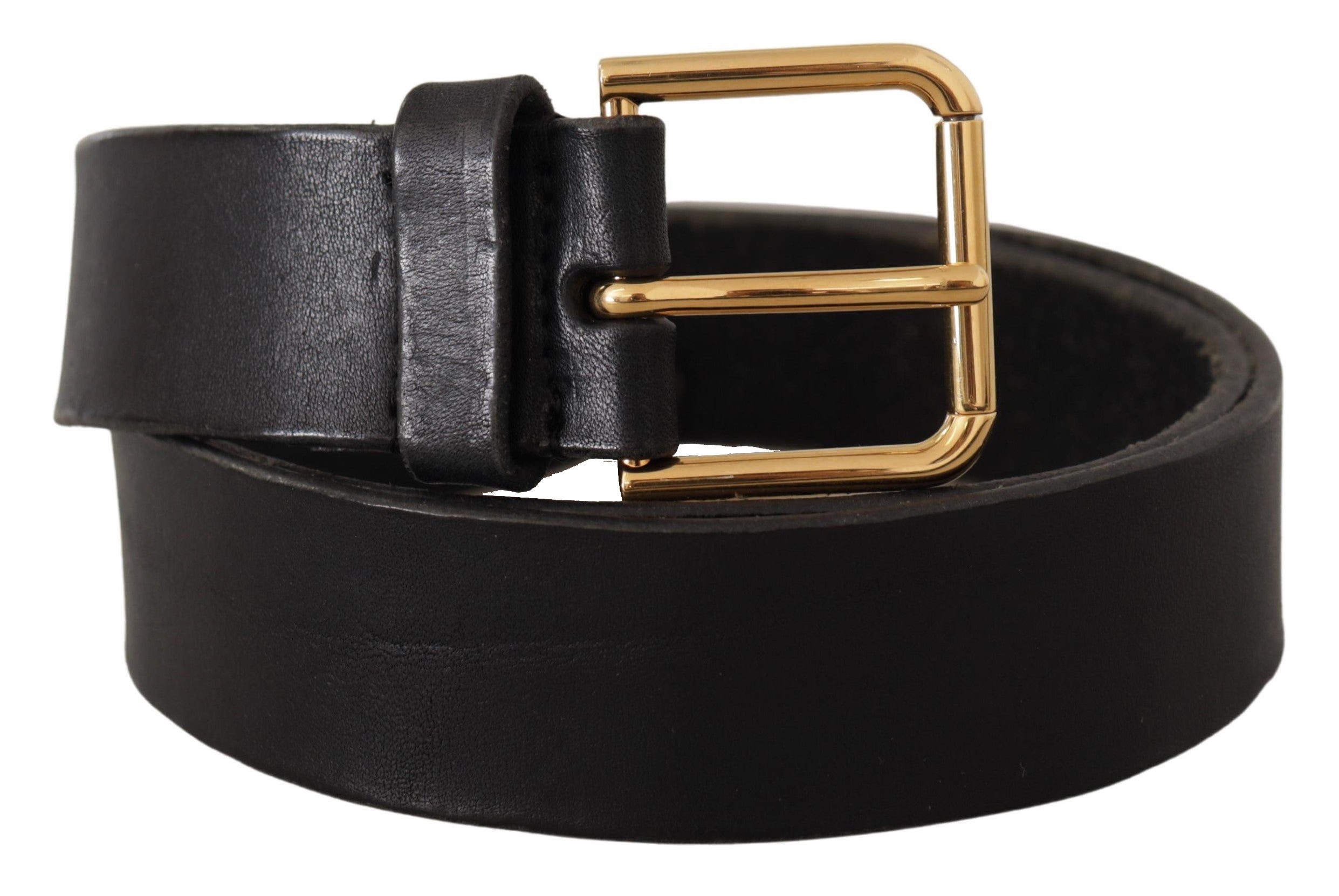 Dolce &amp; Gabbana Eleganter schwarzer Ledergürtel mit Metallschnalle