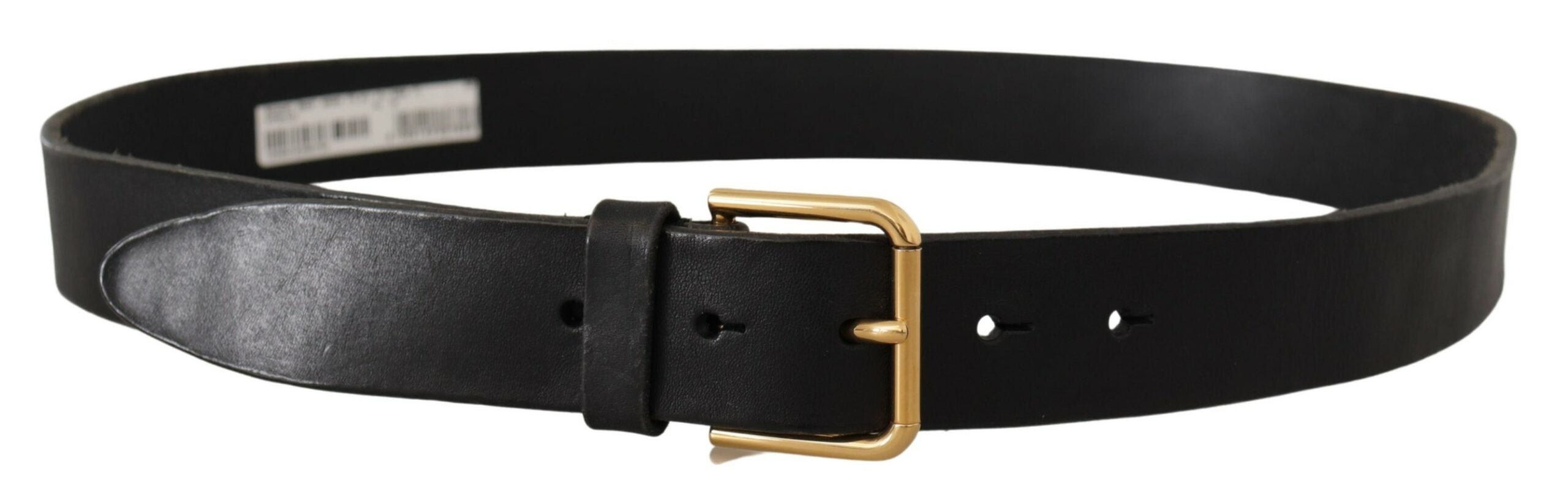 Dolce &amp; Gabbana Eleganter schwarzer Ledergürtel mit Metallschnalle