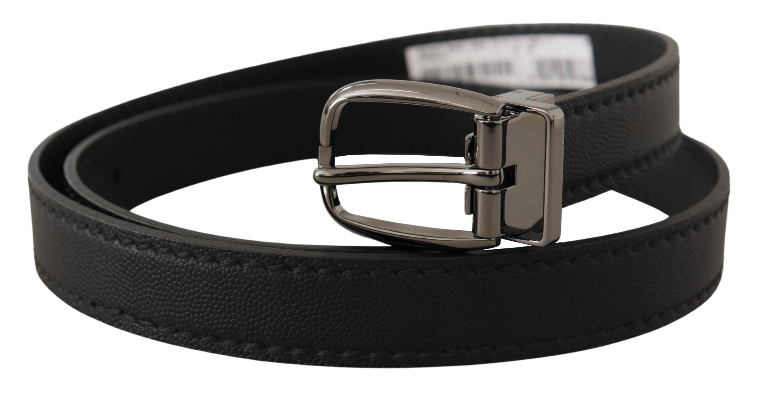 Dolce &amp; Gabbana Eleganter schwarzer Ledergürtel mit Metallschnalle