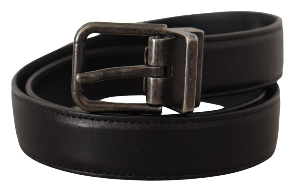 Dolce &amp; Gabbana Eleganter schwarzer Ledergürtel mit Metallschnalle