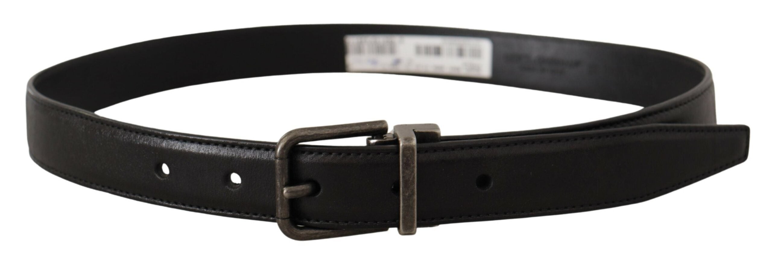 Dolce &amp; Gabbana Eleganter schwarzer Ledergürtel mit Metallschnalle
