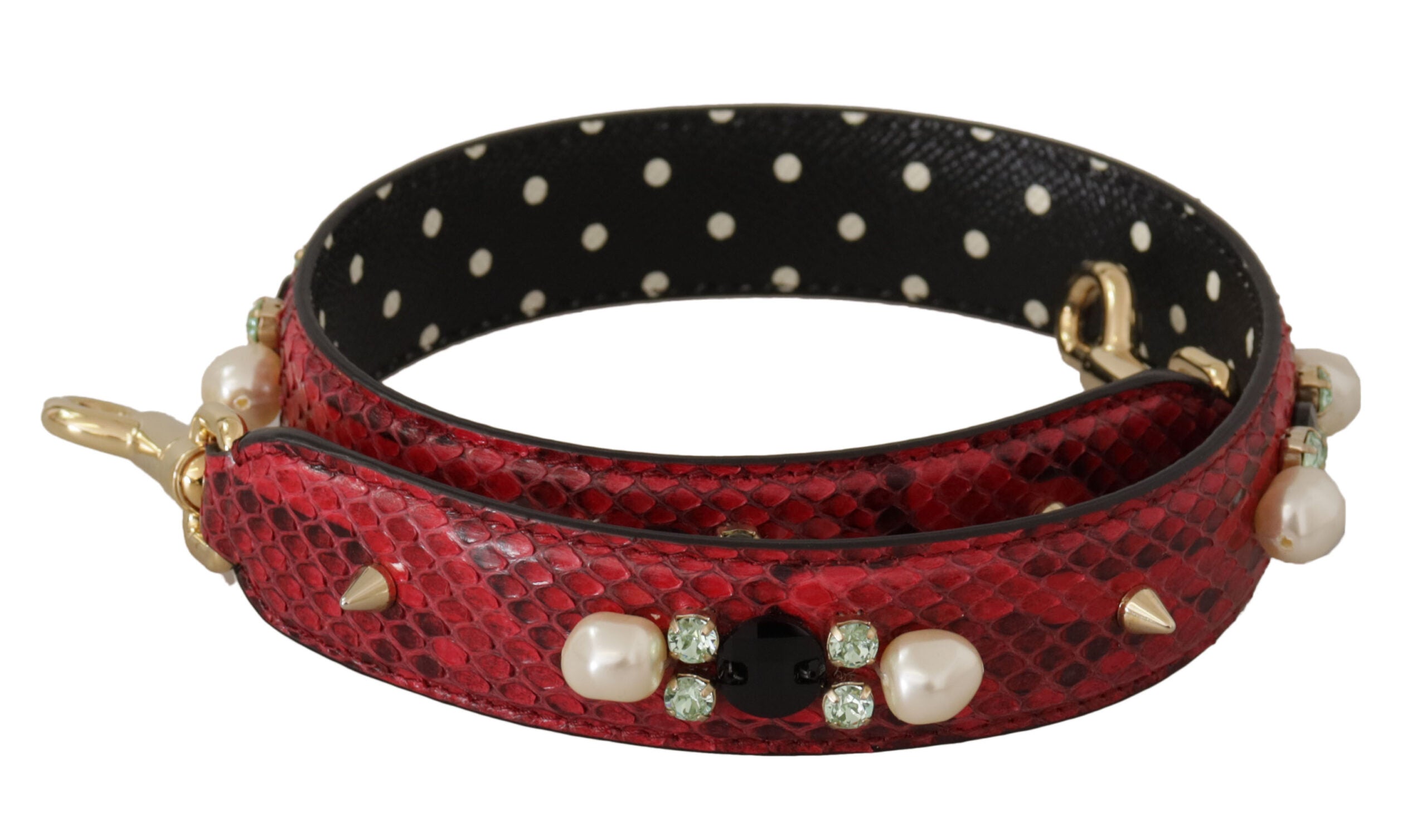 Dolce &amp; Gabbana Eleganter Schultergurt aus rotem Pythonleder