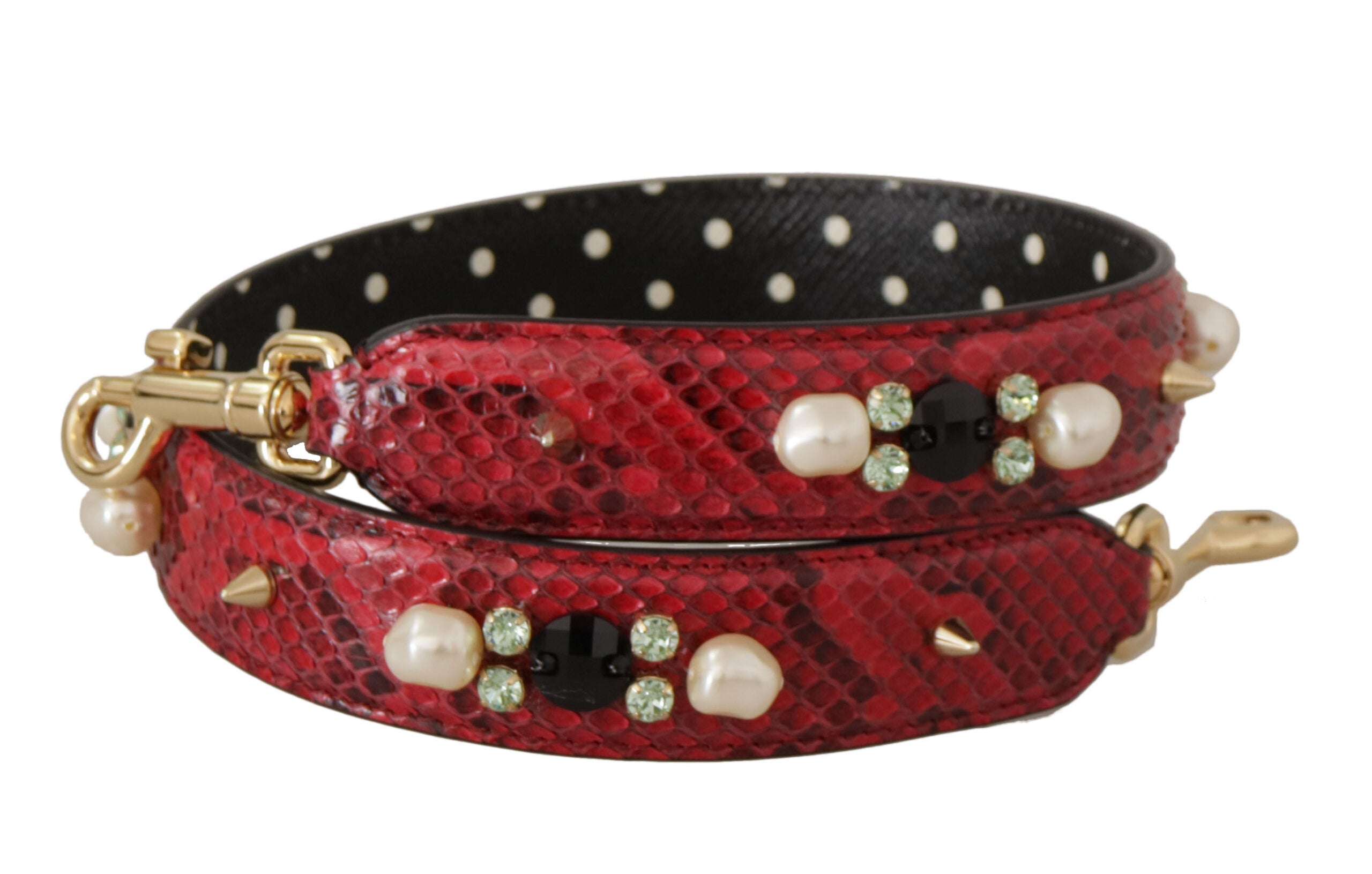Dolce &amp; Gabbana Eleganter Schultergurt aus rotem Pythonleder