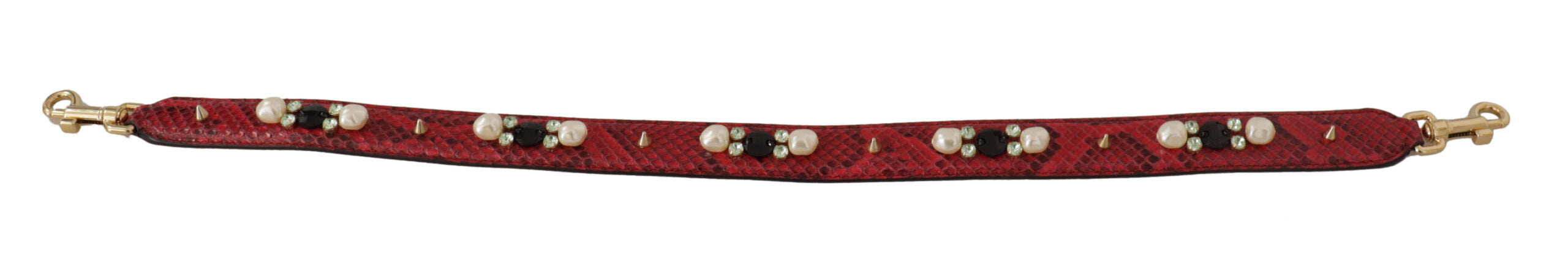 Dolce &amp; Gabbana Eleganter Schultergurt aus rotem Pythonleder