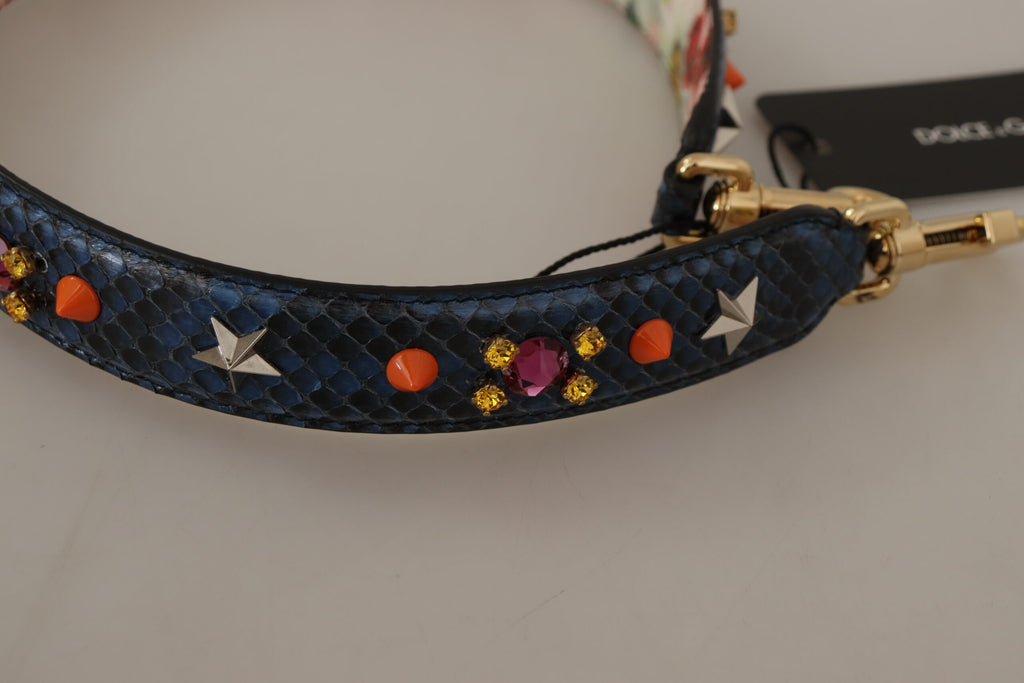 Dolce &amp; Gabbana Eleganter blauer Taschenriemen aus Pythonleder