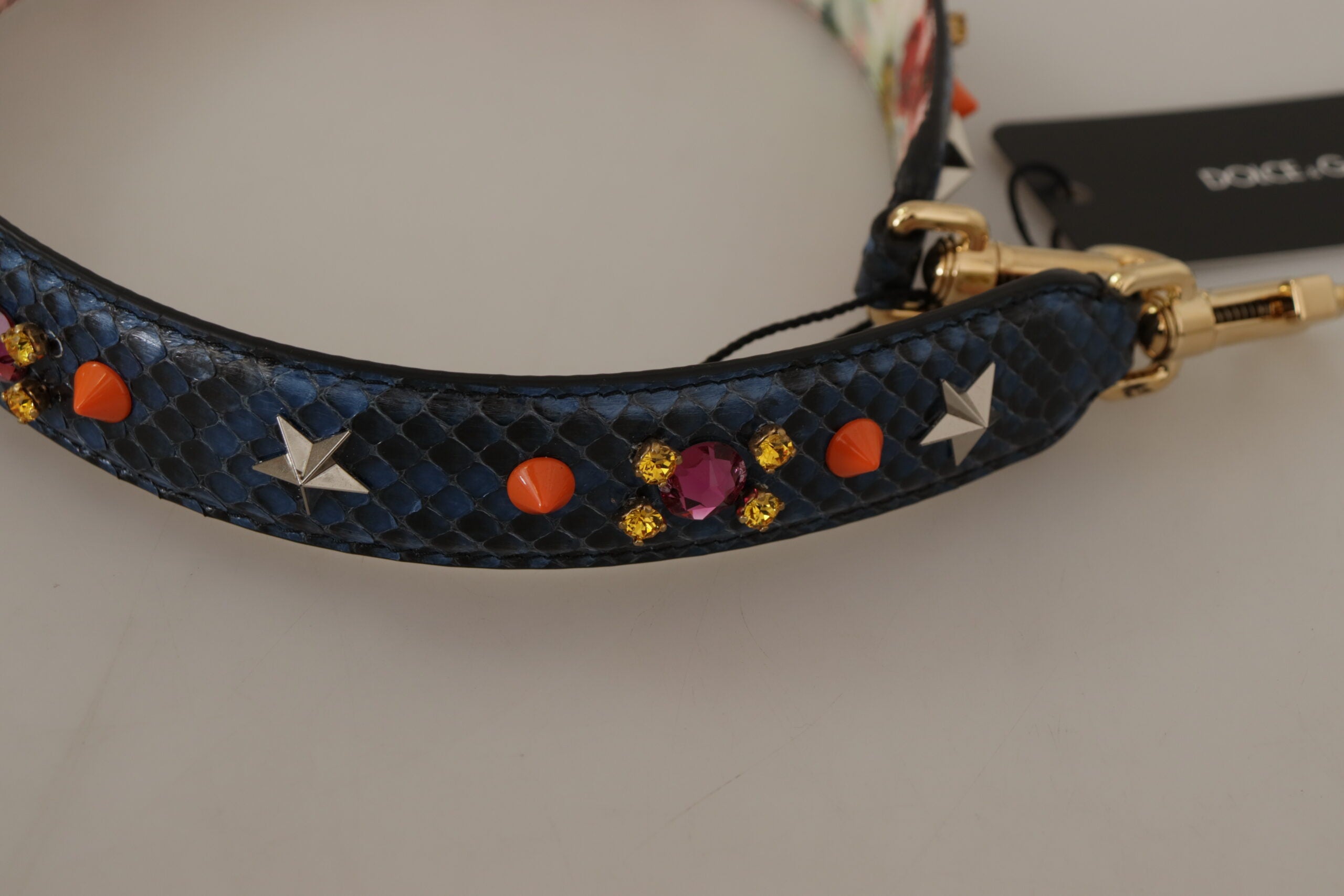 Dolce &amp; Gabbana Eleganter blauer Taschenriemen aus Pythonleder