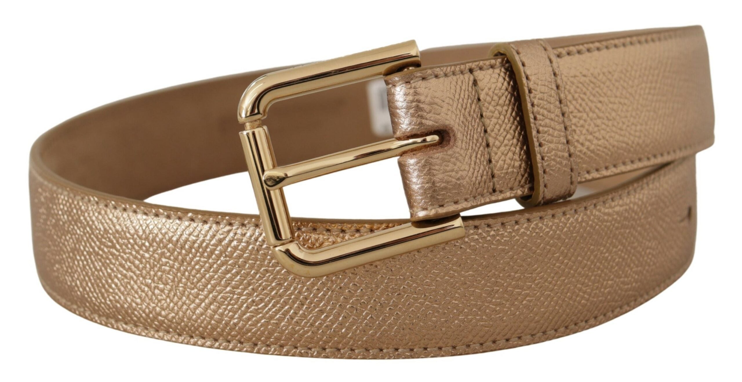 Dolce &amp; Gabbana Chic Roségold-Ledergürtel mit Logo-Schnalle