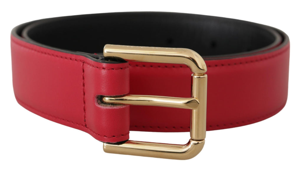 Dolce &amp; Gabbana Eleganter roter Ledergürtel mit goldfarbener Schnalle