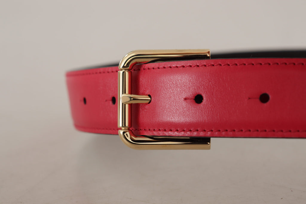 Dolce &amp; Gabbana Eleganter roter Ledergürtel mit goldfarbener Schnalle