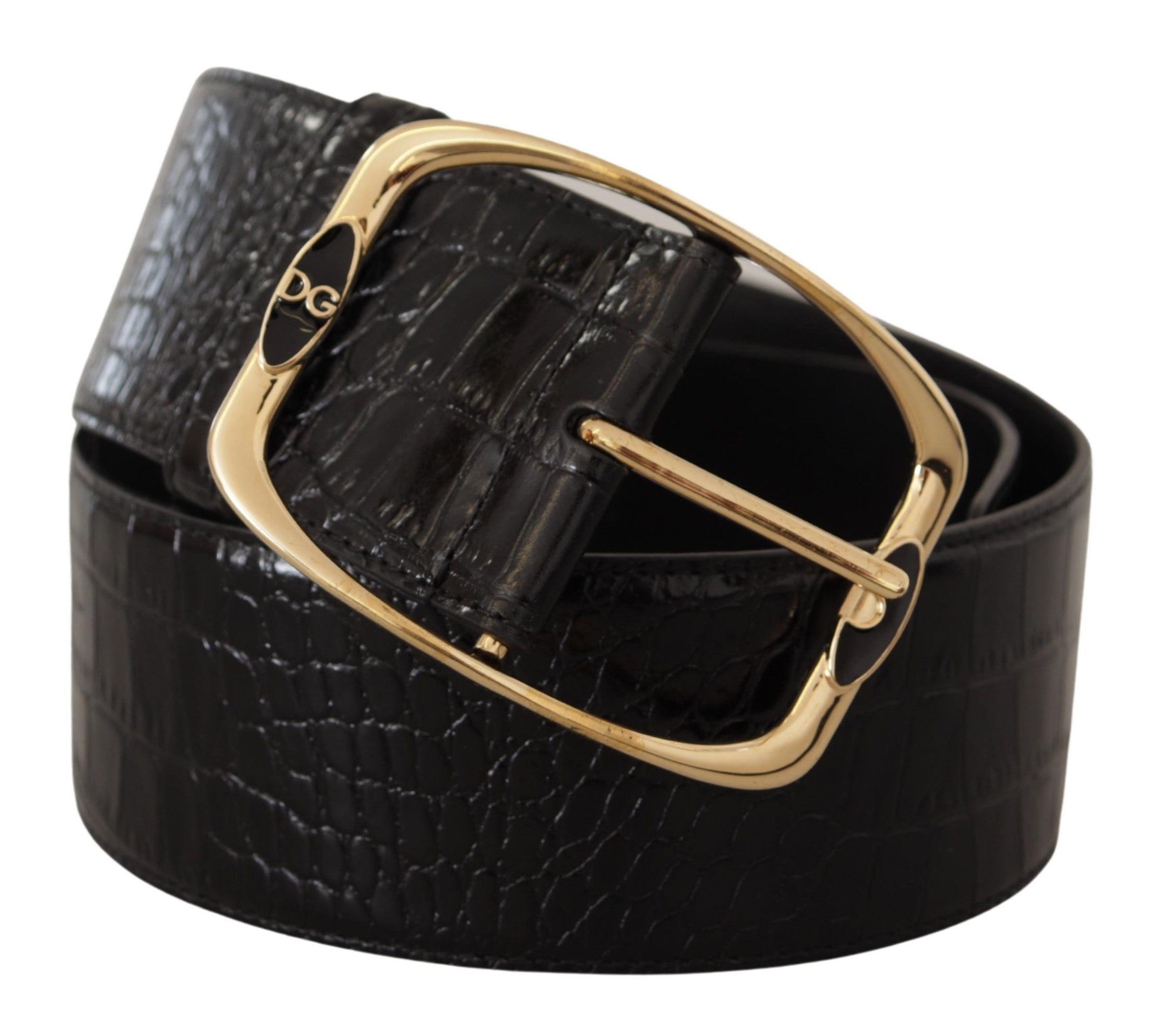 Dolce &amp; Gabbana Eleganter schwarzer Ledergürtel mit Logo