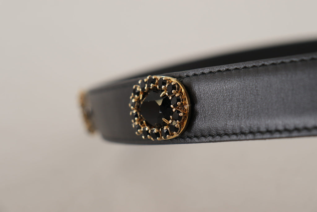 Dolce &amp; Gabbana Eleganter schwarzer Ledergürtel mit Logo