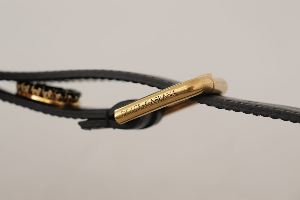 Dolce &amp; Gabbana Eleganter schwarzer Ledergürtel mit Logo
