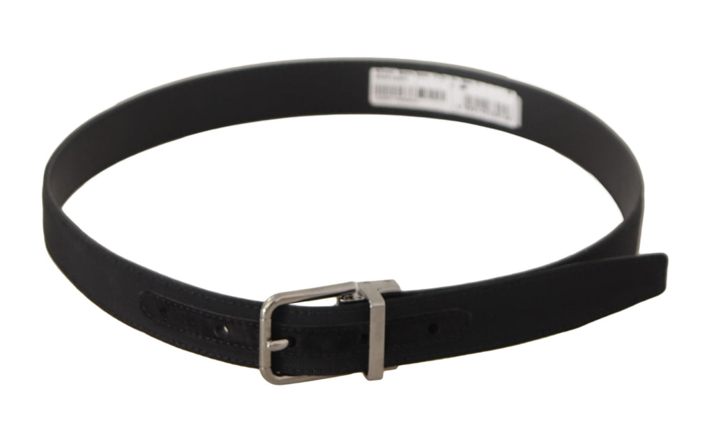 Dolce &amp; Gabbana Eleganter schwarzer Canvas- und Ledergürtel