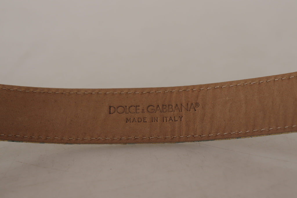 Dolce &amp; Gabbana Eleganter hellblauer Ledergürtel mit goldener Schnalle