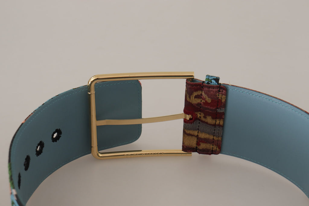 Dolce &amp; Gabbana Mehrfarbiger Statement-Gürtel aus Canvas und Leder