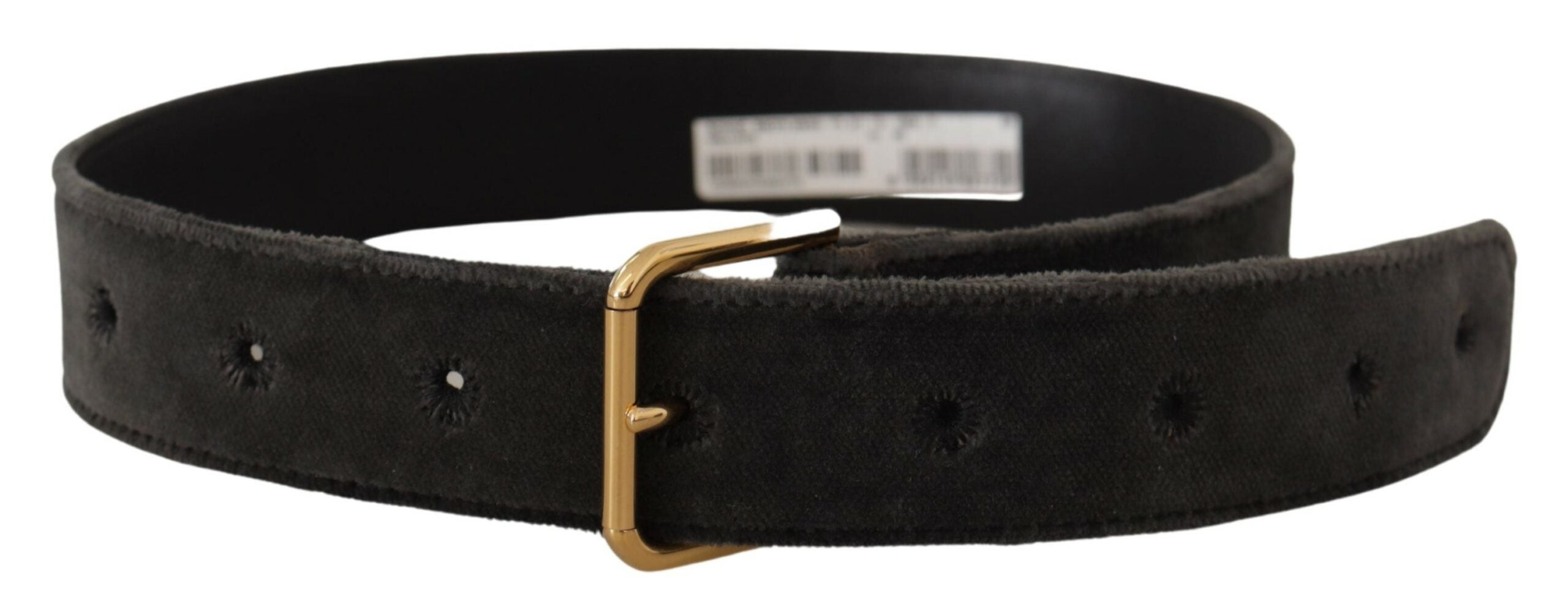 Dolce &amp; Gabbana Eleganter Samtgürtel mit gravierter Schnalle